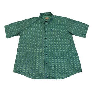 Heybo Mahi Dolphin Fishing Shirt Men’s Vented Short Sleeve Large Button Up